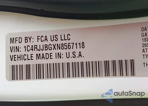 2022 Jeep Grand Cherokee L Limited 4X2 z USA, uszkodzony, nr VIN 1C4RJJBGXN8567118